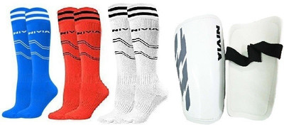

Nivia shin guard (Large) and three Pair of football Stockings (Color On Availability)- Football Kit