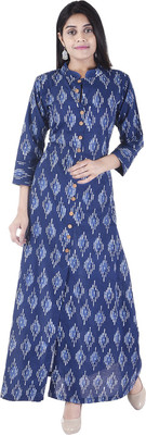 Desier Women Printed Straight Kurta(Blue) Flipkart