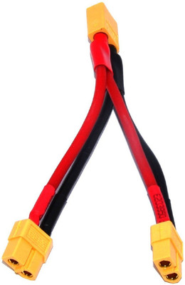 

SunRobotics XT60 10cm 14AWG Dual Extension Y Splitter 1 Male 2 Female Battery Connector Cable(Red, Black)