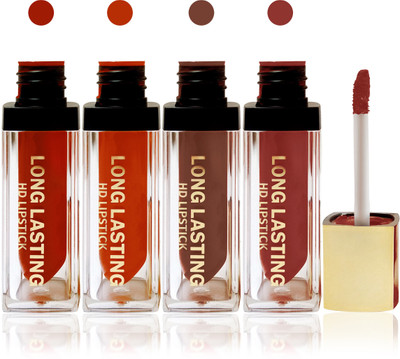 

Seven cosmetics makeup HD long lasting liquid matte lip gloss lipstick fashion color set of 4(pink brown,black brown,orange,red, 20 g)