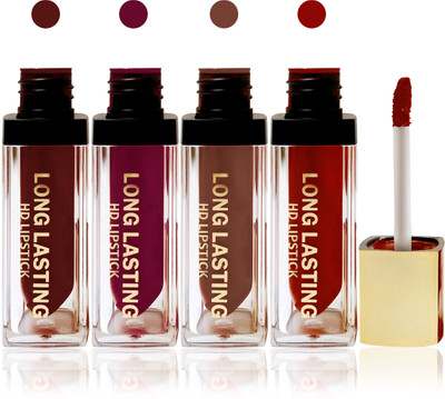 

Seven cosmetics makeup HD long lasting liquid matte lip gloss lipstick fashion color set of 4(red brown,maroon pink,black brown,l maroon, 20 g)