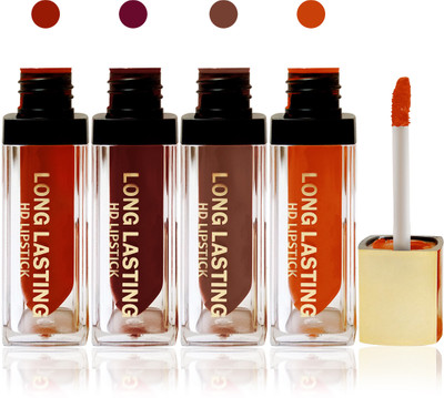 

Seven cosmetics makeup HD long lasting liquid matte lip gloss lipstick fashion color set of 4(l orange,black brown,red brown,red, 20 g)