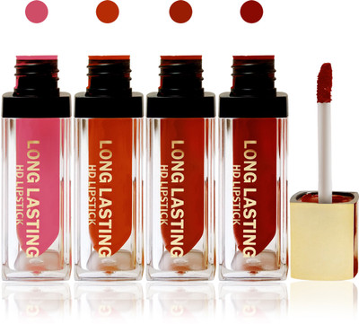 

Seven cosmetics makeup HD long lasting liquid matte lip gloss lipstick fashion color set of 4(l maroon,red,orange,l pink, 20 g)