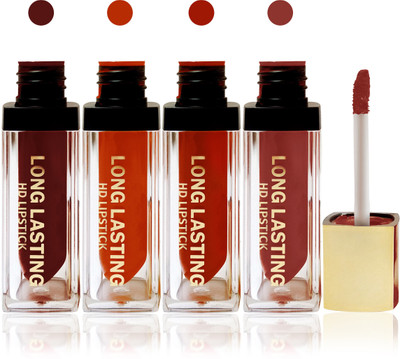 

Seven cosmetics makeup HD long lasting liquid matte lip gloss lipstick fashion color set of 4(red brown,orange,red,pink brown, 20 g)