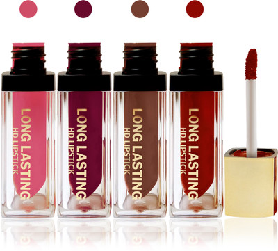 

Seven cosmetics makeup HD long lasting liquid matte lip gloss lipstick fashion color set of 4(l pink,maroon pink,black brown,l maroon, 20 g)