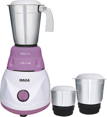 Inalsa Astra LX 600 watt Mixer Grinder(White & Purple, 3 Jars) available at flipkart for Rs.1599