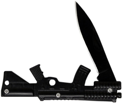 Tootpado Pocket Folding Knife Gun Design - Black (6LNT32) - With Metal Handle, Stainless Steel Blade and Liner Lock Multi-utility Knife(Black)