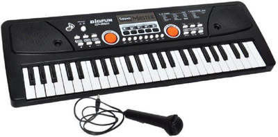 

megashine 49 Key Piano Keyboard Toy with DC Power Option, Recording and Mic(Black)