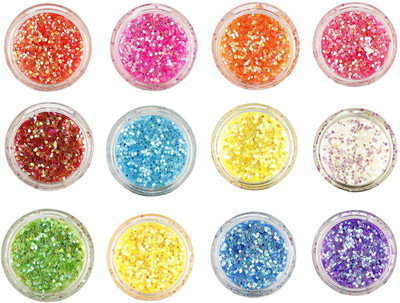 

Foolzy 12 Boxes Nail Flakies Sequins Colorful Round Glitter Paillette Manicure Nail Art Decoration(Multicolour)