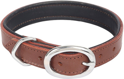 

Sri SRI High Quality Adjustable Soft Padded Solid Leather Dog Collar 1.1 Inch With Belt Buckle (Brown) Embellished Dog Collar Charm(Brown, Other)