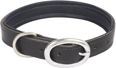 

Sri SRI High Quality Adjustable Soft Padded Solid Leather Dog Collar 1.1 Inch With Belt Buckle (Black) Embellished Dog Collar Charm(Black, Other)