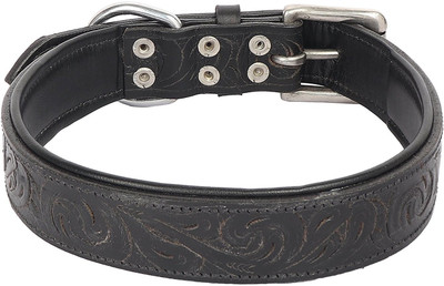 

Sri SRI High Quality Adjustable Soft Padded Textured Leather Dog Collar -Width -1.5 Inch (Black) Embellished Dog Collar Charm(Black, Other)