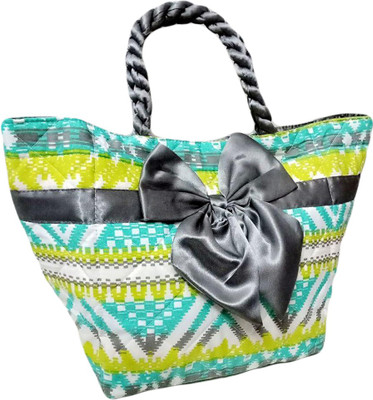 

ShopyBucket 1pc New Woman compartment with various pockets for storage handcrafted designer silk bag Pouch(Green)