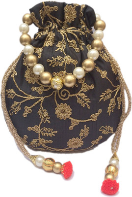 

Shubh Shagun Ethnic Embroidred Designer women girls Potli(Black)