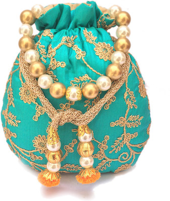 

Shubh Shagun Ethnic Embroidred Designer women girls Potli(Blue)