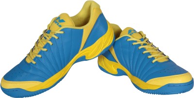 blue and yellow tennis shoes