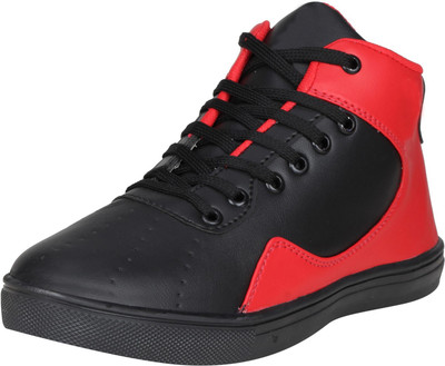 

Johnnie Boy Dual Color Hightop Sneakers Casuals For Men(Black, Red