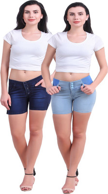 Hardys Solid Women Denim Multicolor Denim Shorts
