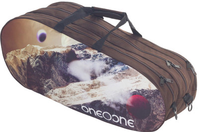 

One O One Canvas Collection Triple Brown & Mountain Print - Badminton/Tennis Kit Bag Badminton Kit Bag(Brown, Kit Bag)