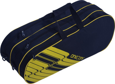 

One O One Lines Collection Triple Black & Yellow - Racket Bag (badminton / tennis)(Black, Kit Bag), Black & blue