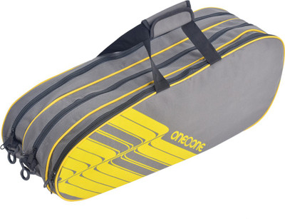 

One O One Lines Collection Triple Grey & Yellow - Racket Bag (badminton / tennis)(Grey, Kit Bag)