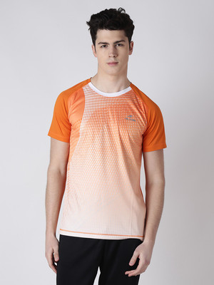 ALCIS Solid Men Round or Crew Orange T-Shirt