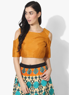 AKIMIA Party Half Sleeve Self Design Women Yellow Top AKIMIA Party Half Sleeve Self Design Women Yellow Top