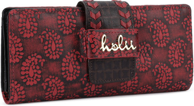 

Holii Women Casual Red, Black Genuine Leather Wallet(13 Card Slots), Red brown