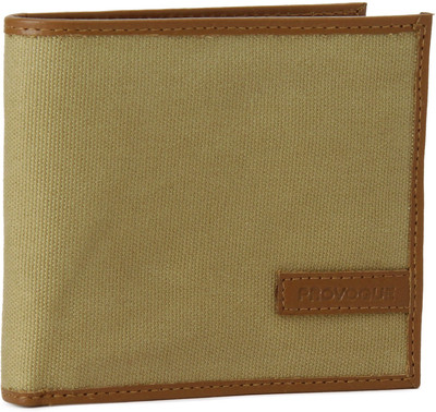 

Provogue Men Tan, Beige Genuine Leather, Canvas Wallet(4 Card Slots), Beige & tan