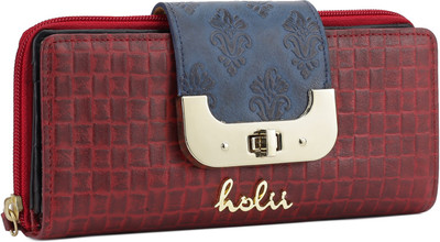

Holii Women Casual Red Genuine Leather Wallet(13 Card Slots)