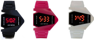 

Montres New Stylish Multicolour Rubber Belt Fancy Dial Pack Of 3 Digital Kids Watch - For Boys