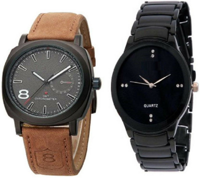 

Bhavy Black IIK And Curren Designer Combo Watch - For Men