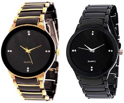 Varni Retail New Silver Men And Black Men Stylish Combo Boys Wrist Watch For Men Watch - For Men