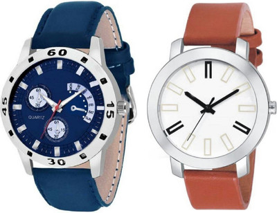 

Rage Enterprise New Designer Leather Strap Set Of 2 Men Watch - For Boys