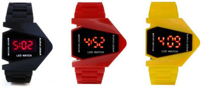 

Montres New Stylish Multicolour Rubber Belt Fancy Dial Pack Of 3 Digital Kids Watch - For Boys