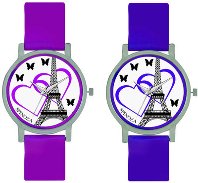 

SPINOZA SPNZ-45-8 Multicolor eiffeltower and love heart beautiful butterfly combo watch for women Watch - For Girls