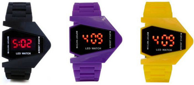 

Montres New Stylish Multicolour Rubber Belt Fancy Dial Pack Of 3 Digital Kids Watch - For Boys