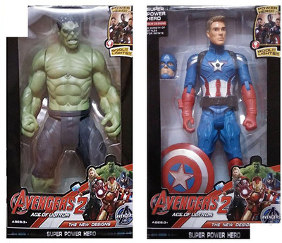 

Grab Offers Combo Of 2 Avengers Action Figure Toy For Kids. (Hulk-C.A) (10 Inch)(Multicolor)