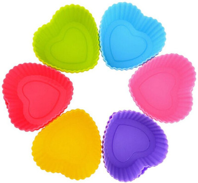 

Perfect Pricee Medium Size 6 Pcs Heart Shaped Silicon Muffin/Cookies/Cake/Biscuit/Chocolate Mould