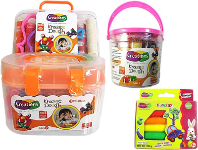

Creations Pack of 4 Krazee Dough (12 colours & 15 Colours + 4 Mould + 1Knife) each