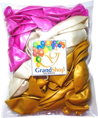 

bright arts Solid Solid Princess Theme Party Metallic HD Balloon (Pink, White, Gold, Pack of 50 Balloon(Multicolor, Pack of 1)