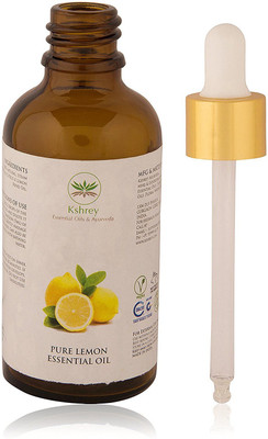 

Kshrey Ayurveda Export Quality Lemon Essential Oil (100% PURE & NATURAL – UNDILUTED / Steam Distilled) Therapeutic Grade - Perfect for Aromatherapy, Relaxation, Skin Therapy at Whole Sale Price(100 ml)