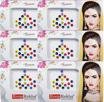 

Adbeni Roop Rekha Fancy Bindi 19 Sticks Forehead Multicolor Bindis(Stone Bindi)