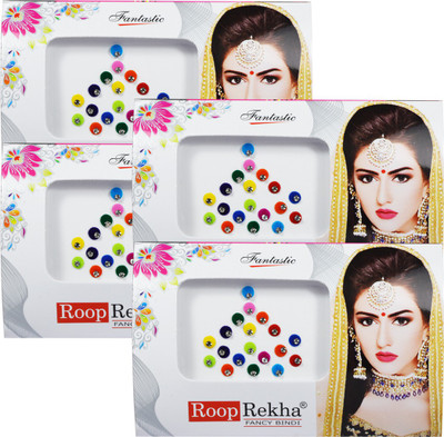

Adbeni Roop Rekha Fancy Bindi 19 Sticks Forehead Multicolor Bindis(Stone Bindi)