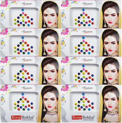 

Adbeni Roop Rekha Fancy Bindi 19 Sticks Forehead Multicolor Bindis(Stone Bindi)