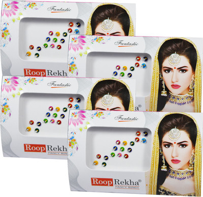 

Adbeni Roop Rekha Fancy Bindi 17 Sticks Forehead Multicolor Bindis(Stone Bindi)