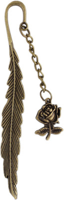 

Tootpado Metal Bookmarks Rose - (8STA63) - Antique Copper Look With Feather Design Metal Bookmark(Flowers, Brown)