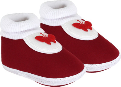 

Neska Moda Butterfly 0 To 12 Month Baby Booties(Toe to Heel Length - 11 cm Maroon)