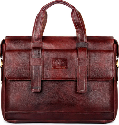 

The Clownfish Vino Genuine Leather 15.6 inch Laptop Messenger Briefcase Medium Briefcase - For Men & Women(Wine Red)
