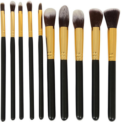 

Zafos store Makeup Brushes For Face And Eye Cosmetics, Premium Synthetic Hair Organizer (With Bag),10pc(Pack of 10)
